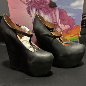 Jeffrey Campbell Black Platform Mary Jane Shoes